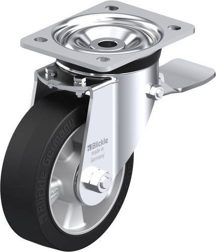 Blickle Lenkrolle LK-ALEV 150K-ST mit Feststeller, silber und schwarz, Rad-Durchmesser: 150 mm, Tragfähigkeit: 400 kg - Bild 1