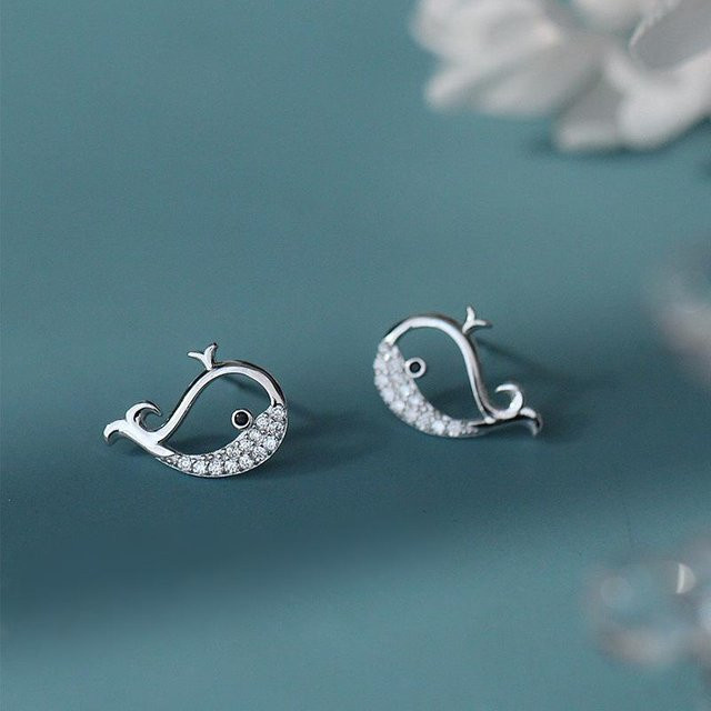 Ohrringe Wal, 925 Silber, Zirkonia, Damen - Bild 1