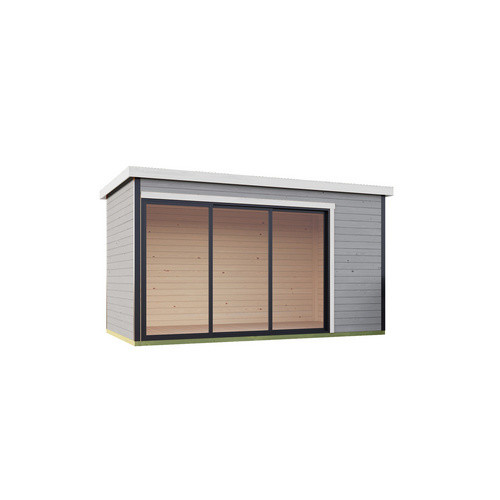 Holz-Gartenhaus Lasita Austin mit Flachdach in Lichtgrau, B/H/T: 439,6 x 239,4 x 259,6 cm - Bild 2