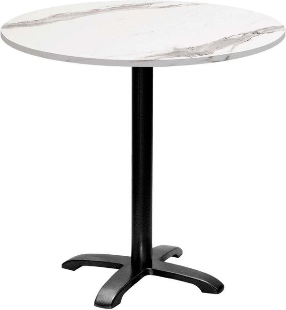 RestooTab Tisch Bazila rund mit Stein-Dekor, Farbe Weiß und Schwarz, Höhe: 74 cm, Durchmesser: 80 cm - Bild 1