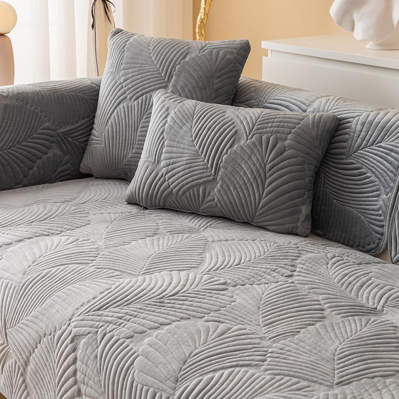 LEVIVEI Jacquard-Sofa-Schonbezug aus Plüsch in Gelb, rutschfest und staubdicht, B/B: 70 x 70 cm - Bild 1