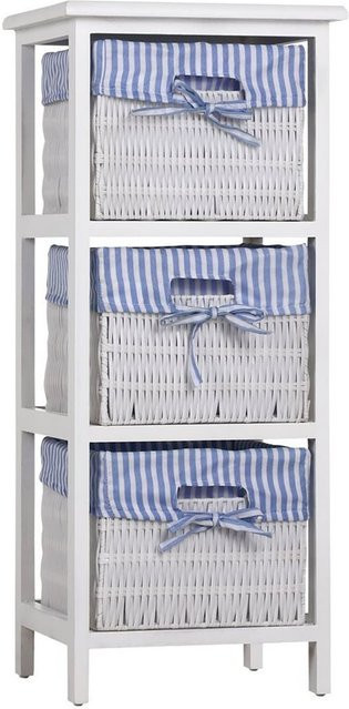 HTI-Living Regal Mia im Landhausstil mit 3 Körben in Weiß und Blau - Bild 1