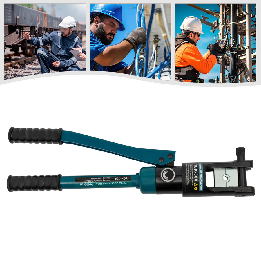 CNCEST YQK-300 Hydraulische Crimpzange mit 120KN Presskraft, manuelle Crimpzange inklusive Mehrgrößen-Matrizen und Werkzeugkasten in Grün und Blau - Bild 3