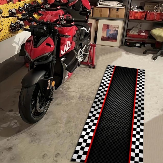 VIKAMA Racing-Style Motorradmatte, wasserdichter und faltbarer Garagenboden-Teppich in Multicolour - Bild 1
