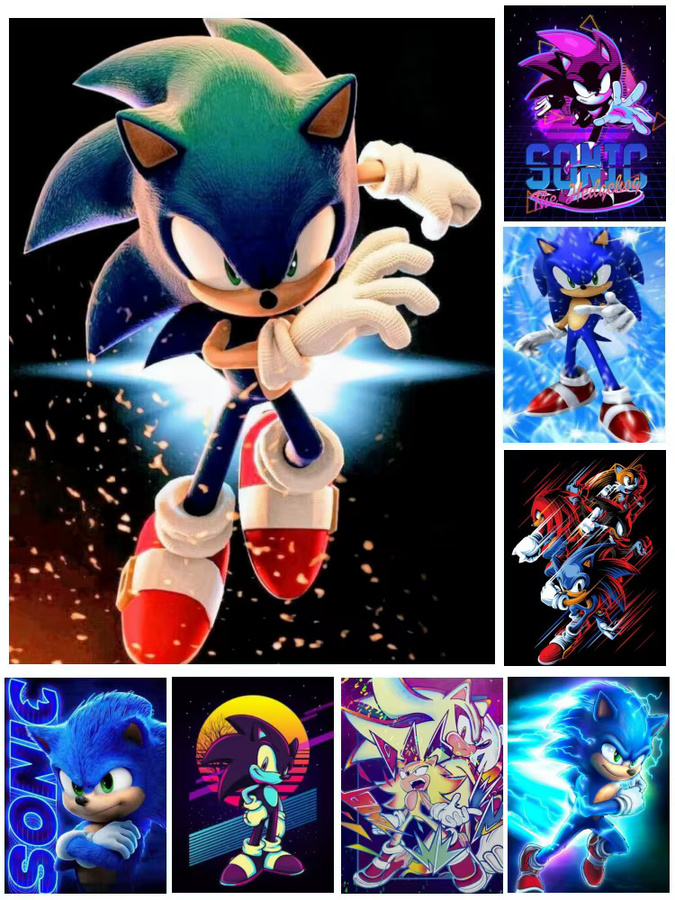 Potdemiel 5D DIY Diamond Painting Kit Sonic-ES Igel Wandkunst für Kinder und Erwachsene B/H: 30 x 30 cm - Bild 4
