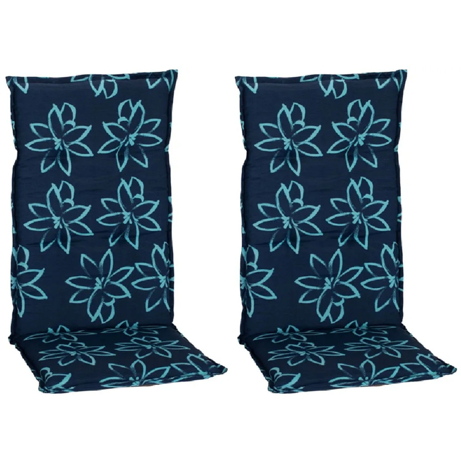 Beo Sitzauflage Hochlehner Bunde 2er-Set Hellblau-Dunkelblaue Blumen - Bild 2