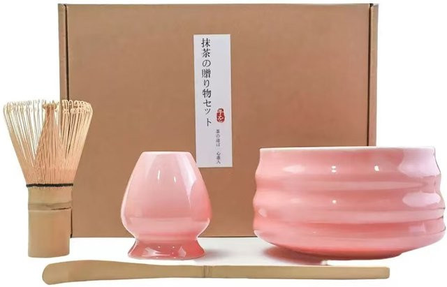 Matcha Set von SHISHI mit Bambus Schneebesen, Keramik Schüssel und Teelöffel in Pink - Bild 1