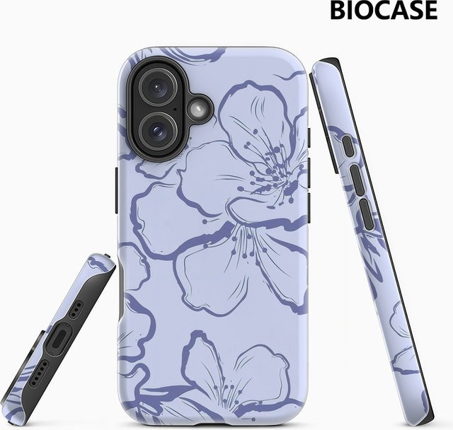 Lila Blumen Handyhülle für Apple iPhone 17 16 15 14 13 12 Pro Max Plus mit doppelschichtiger Rückseite - Bild 1