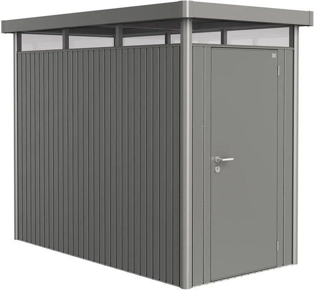 Biohort Gerätehaus HighLine HS aus Metall in Quarzgrau-Metallic mit Standardtür und Flachdach, B/H/T: 155 x 222 x 275 cm - Bild 1