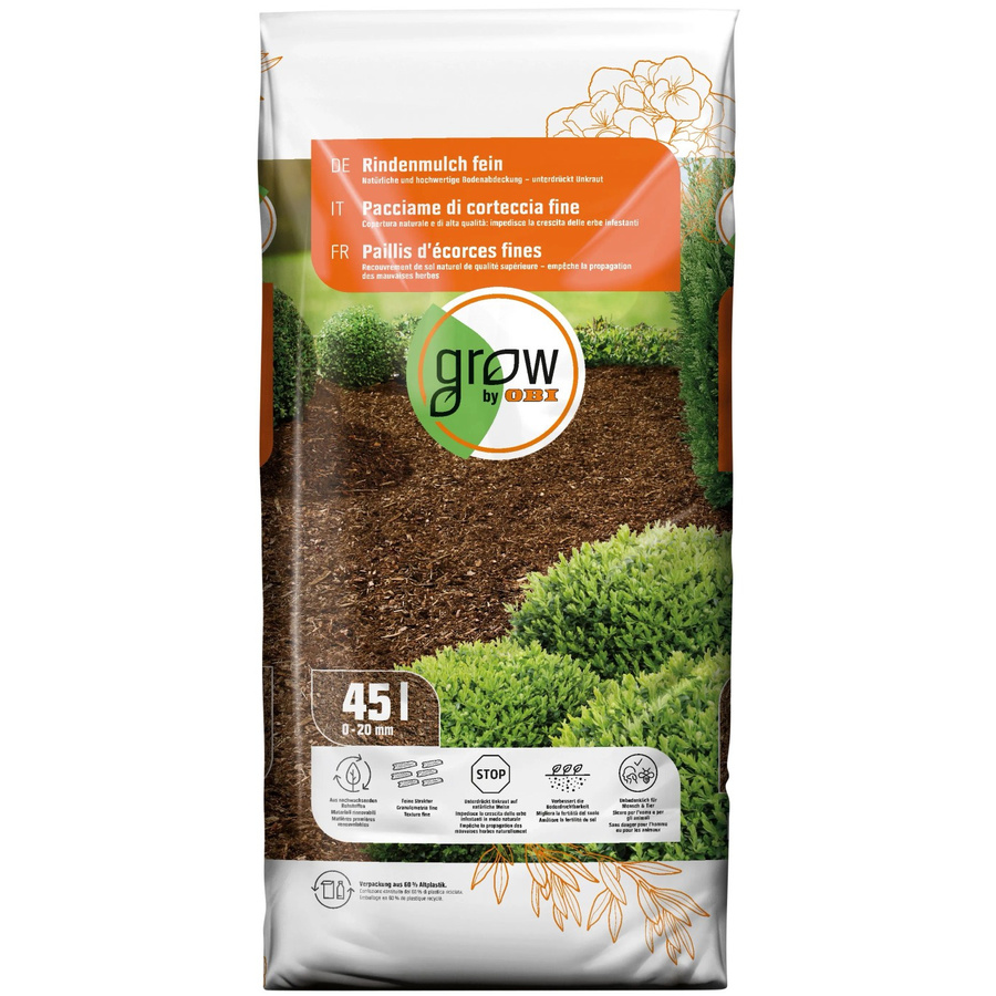 GROW by OBI Rindenmulch fein, Braun, 45 l - Bild 2