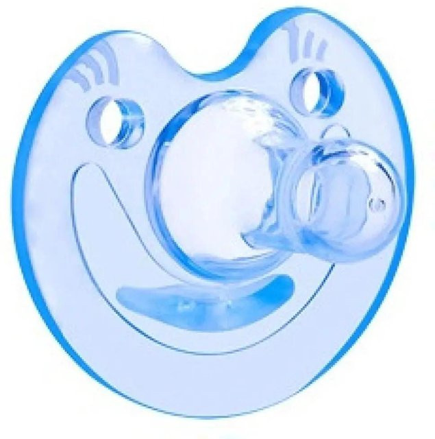 MARKET-1 Silikon Beißring für Babys 0-6 Monate in Blau mit Bär Smiley Katze Design, BPA-frei und spülmaschinenfest - Bild 1