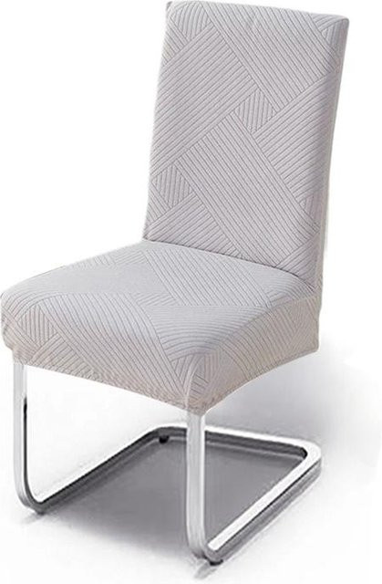Yiran bag Esszimmerstuhlbezug mit Geometrie-Jacquard-Muster in Grau, elastischer Überwurf für Küchenstühle - Bild 1