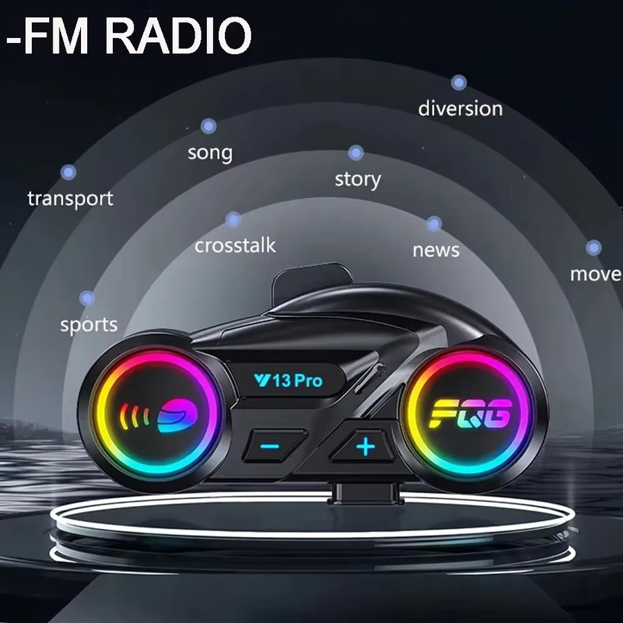 kebidumei Y13 Pro Helm-Intercom-Headset mit Dual-Bluetooth 6.0, RGB-Lichteffekt und 500 m Reichweite in Schwarz/Multicolor - Bild 3
