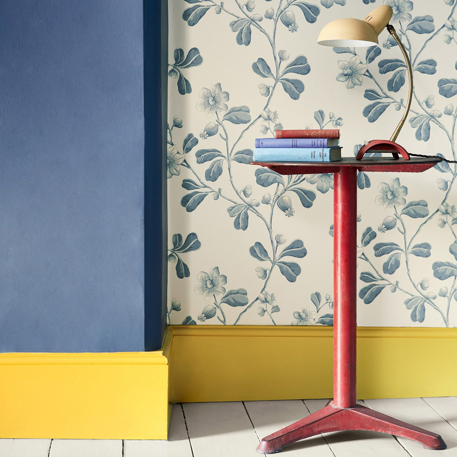 Little Greene Tapete Broadwick Street Balsam in Blau mit floralem Vintage-Botanical-Design - Bild 1