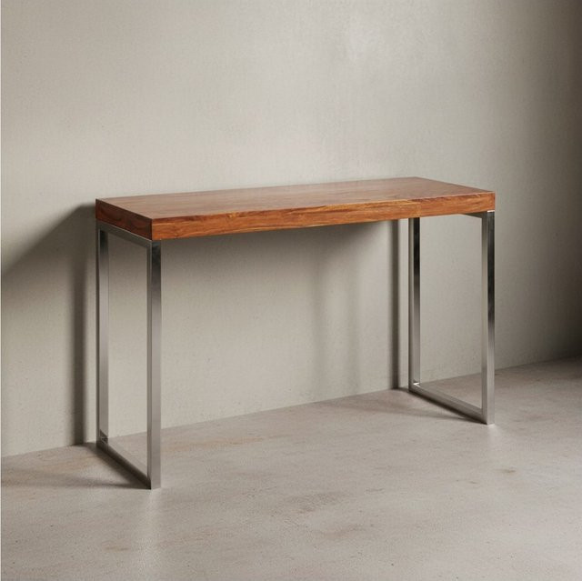 KADIMA DESIGN Konsolentisch ISEN aus Massivholz Sheesham mit Chromgestell, B/T/H: 120 x 45 x 76 cm - Bild 1