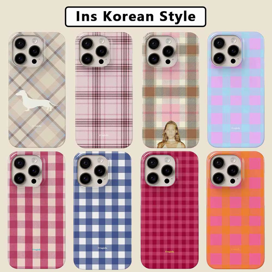 Retro Koreanische Karierte Handyhülle für iPhone mit glänzender Folie in Multicolour - Bild 2
