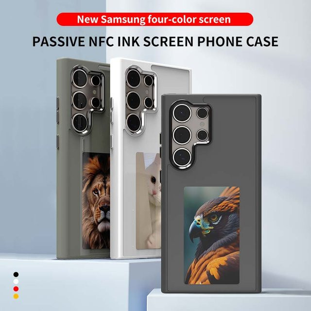Samsung Galaxy S24 Ultra Smart Handyhülle mit NFC und DIY AI Vierfarbiger Tinten-Bildschirm Projektion in Weiß - Bild 1