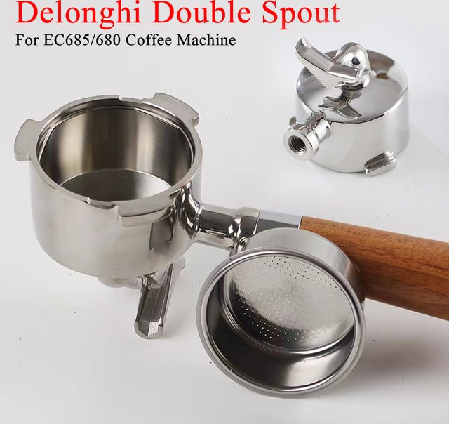 Delonghi Kaffee-Siebträger mit doppeltem Auslauf und 1-2 Tassen Korb, 51 mm, Silber - Bild 1