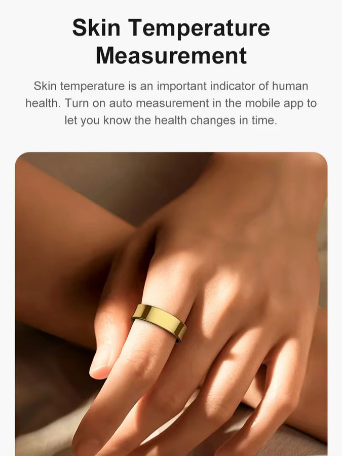 Uhoofit Smart Ring R09 in Schwarz mit Herzfrequenzmessung, SpO2-Sensor, Schlafmonitor und 5ATM Wasserdichtigkeit - Bild 4