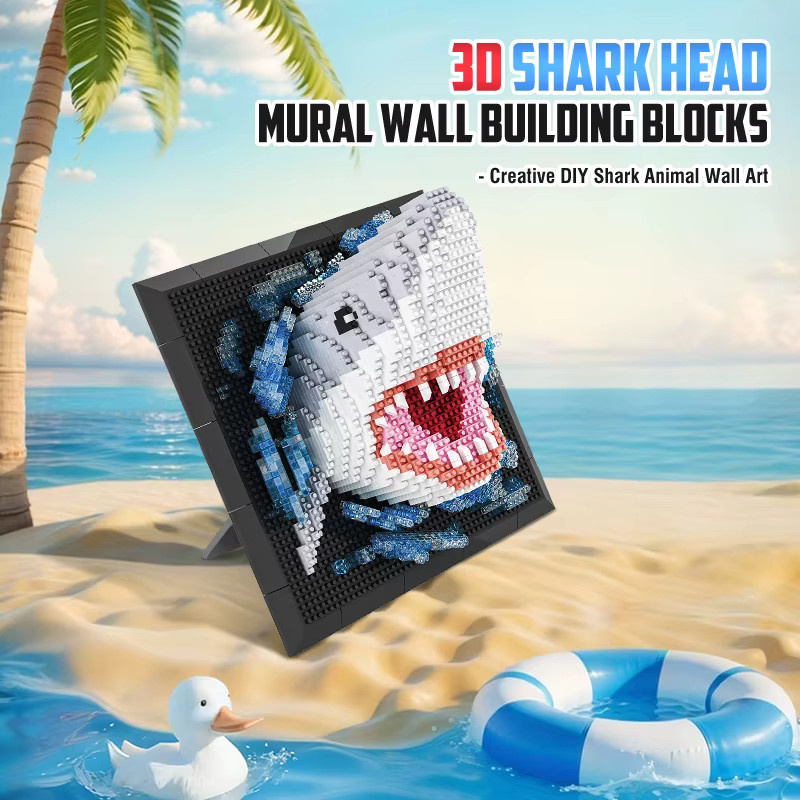 CONUSEA 3D Shark Kopf Bausteine, Tiere Wandbild, Wand Dekor - Bild 2