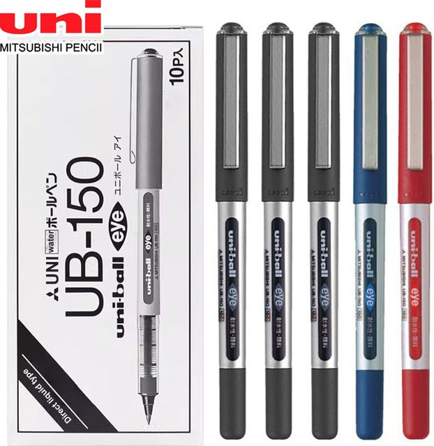 Uni UB-150 Gel-Stifte mit hoher Tintenkapazität in Schwarz, Rot und Blau mit 0,38 mm und 0,5 mm Stiftstärke - Bild 1