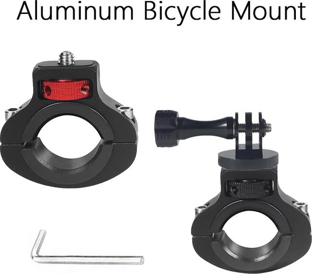 DIXSG Aluminium-Fahrradhalterung und Motorrad-Lenkerhalterung in Schwarz für DJI Osmo Pocket, GoPro und Insta360 Kameras - Bild 1