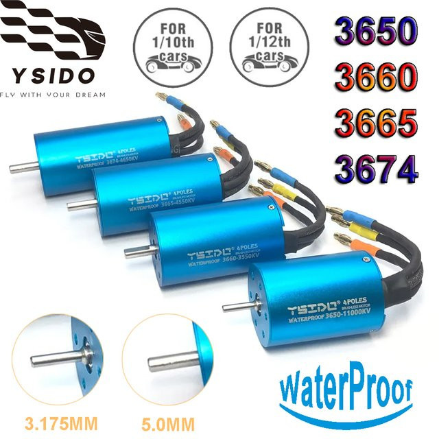 YSIDO Bürstenloser Motor, Wasserdicht, für 1/10 1/12 RC Crawler Autos - Bild 1