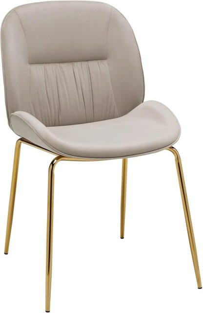 Mömax Stuhl Azra in Beige mit Samtbezug und Golddetails für dein Esszimmer - Bild 1
