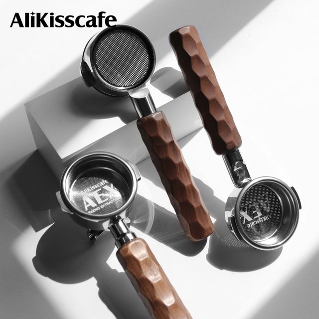 ALIKISSCAFE 58 mm Nackter Siebträger mit Doppel-Auslauf aus Edelstahl für E61, Gaggia, Hibrew H10a und Breville 920 Espresso Zubehör - Bild 1