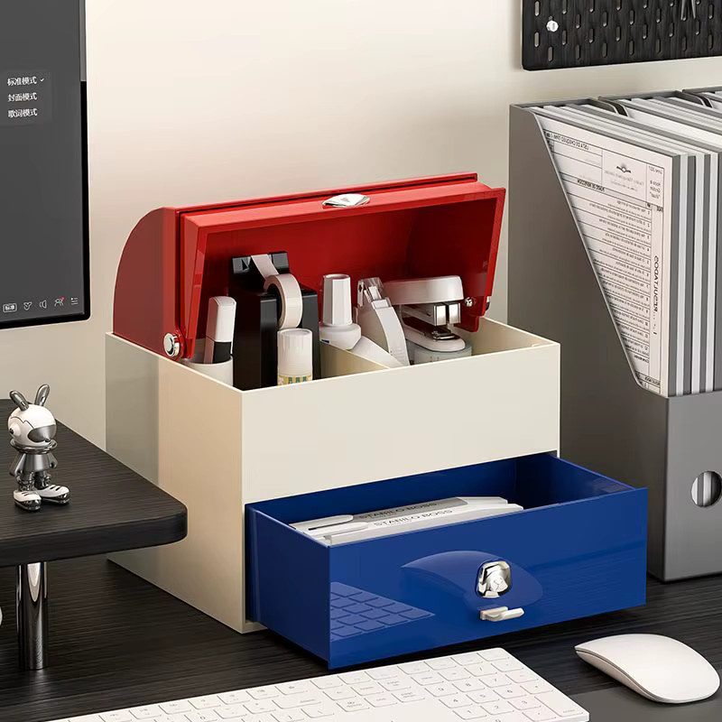 Desktop Organizer Box aus Kunststoff mit mehreren Fächern für Büro und Kosmetik - Bild 2