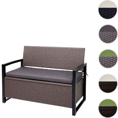 MVG Sitzbank MVG-F39 2-Sitzer mit Sitzkissen aus Stahl und Polyrattan in Schwarz, B/H/T: 117 x 87 x 57 cm - Bild 1