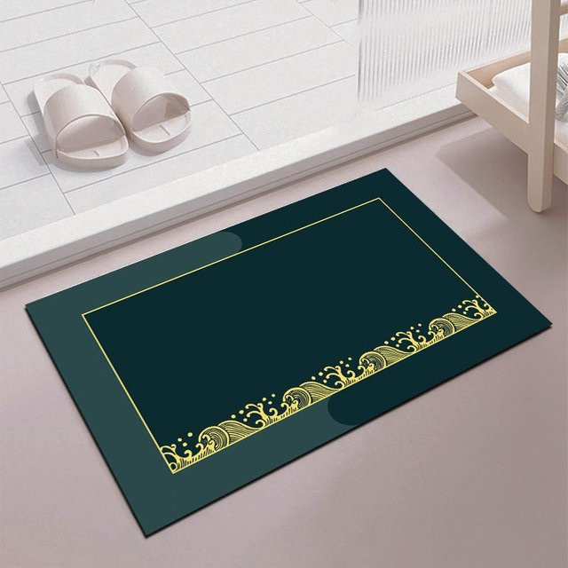 Rutschfeste und schnelltrocknende Kieselgur Badezimmer Saugmatte in Petrol, B/T: 60 x 40 cm - Bild 1