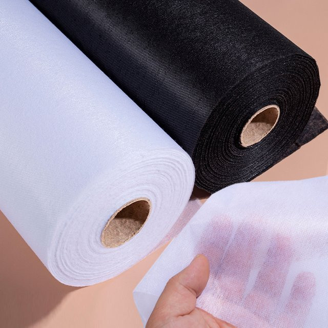 Selbstklebendes Heißklebebekleidungsgewebe als schmelzbares Einlagenvliesstoff in Weiß und Schwarz - Bild 1