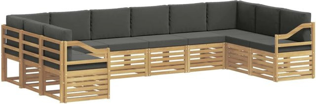 vidaXL Ecksofa Set aus 10 Teilen in Weiß und Anthrazit mit Akazienholz-Gestell und Polsterkissen B: 363 cm, T: 185,5 cm, H: 73 cm - Bild 1