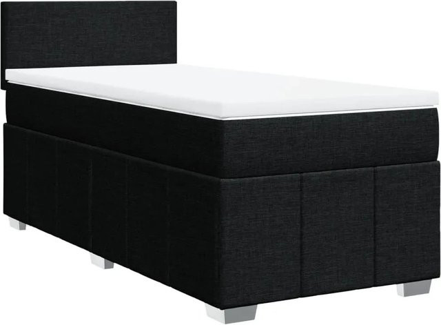 vidaXL Boxspringbett mit Matratze Schwarz, Hybridbett mit USB-Ladeport und Unterbettbeleuchtung, B/T: 80 x 200 cm - Bild 1