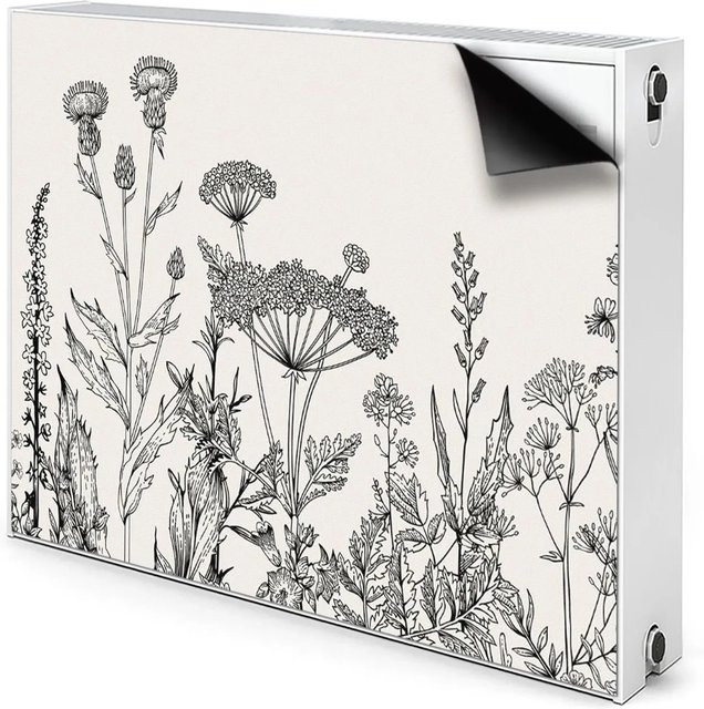 Tulup Magnetfolie für Heizkörper mit Blumen-Design in Grau und Weiß, B: 80 cm, H: 60 cm - Bild 1
