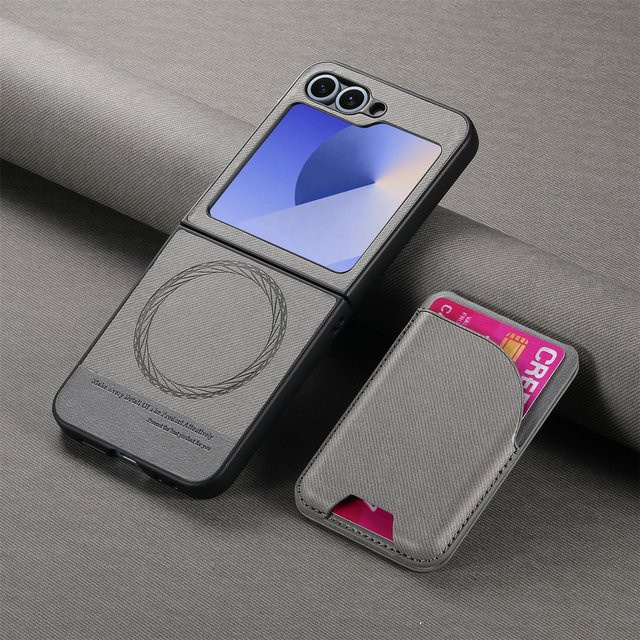 2-in-1 Magnetische Lederhülle mit abnehmbarer Brieftasche und Kartenhalter für Samsung Galaxy Z Flip 6 5 4 3 Pink - Bild 1