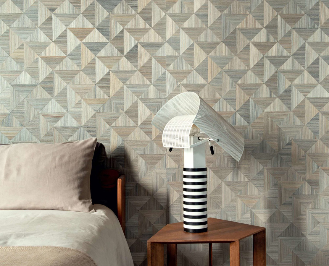 CMO Paris Tapete Abaca Square Pierre in Grau mit geometrischem Abstract-Design aus Vlies - Bild 1