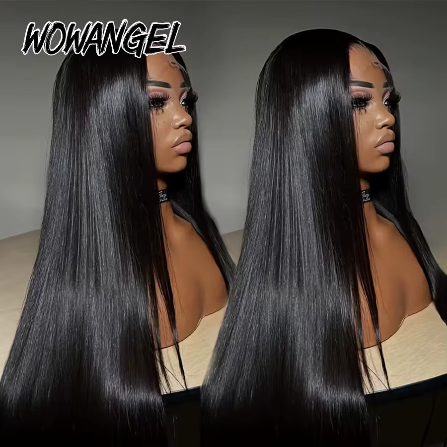 WOWANGEL Jet Black Straight Perücke, 13x6 HD Lace Front, 100% Echthaar - Bild 5