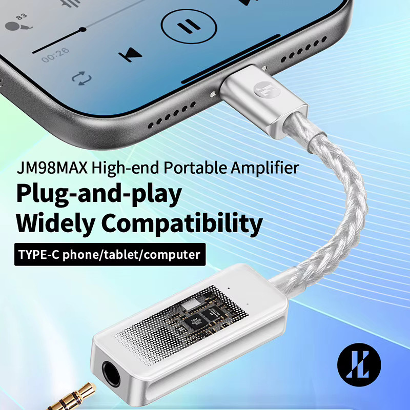 JCALLY JM98MAX USB-C auf 3,5mm Digitaler Audio-Dekodierungs-Kopfhörerverstärker mit Dual DAC CS43198 und SGM8262 OPAMP in Silber - Bild 2