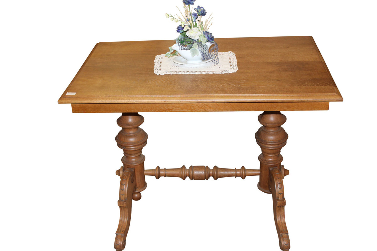 Antikhof Brück Gründerzeit Tisch aus Eiche in Braun, B/T/H: 105 x 68,5 x 76 cm - Bild 1