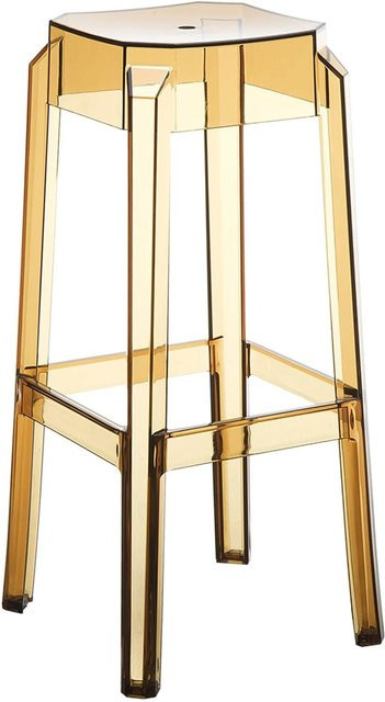 DELUKE Barhocker NUMIR aus Kunststoff in Bernstein transparent, B/T/H: 36 x 36 x 75 cm - Bild 1