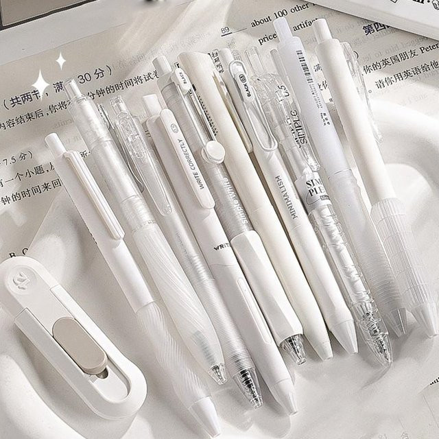 Hopk Kugelschreiber-Set mit schwarzer Gel-Tinte, 0,5 mm, transparentes Design, 5 oder 10 Stück - Bild 1