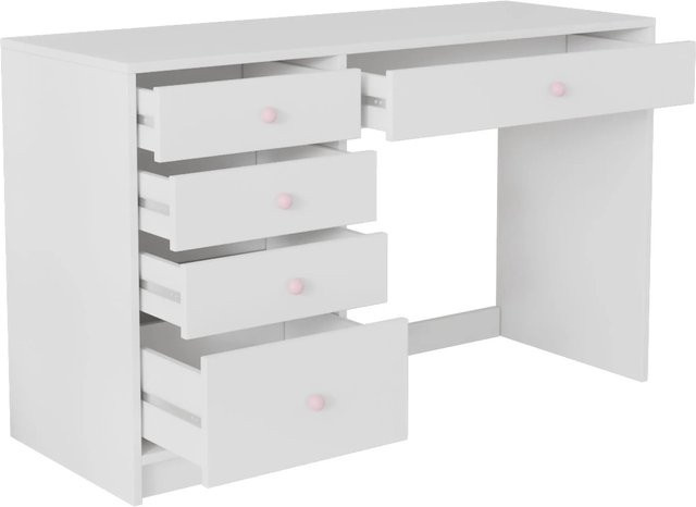 okwish DeskShelfSet KidsFurniture WritingRoom 2-teiliges Schreibtischset für Kinder in Weiß, B/T/H: 220 x 45 x 180 cm - Bild 1