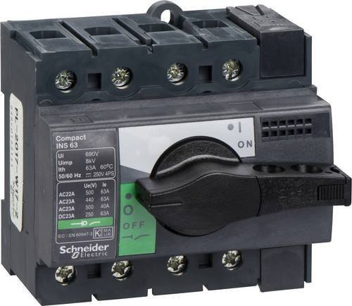 Schneider Electric 28903 Lasttrennschalter 63A in Schwarz, 250 V/DC und 500 V/AC - Bild 1