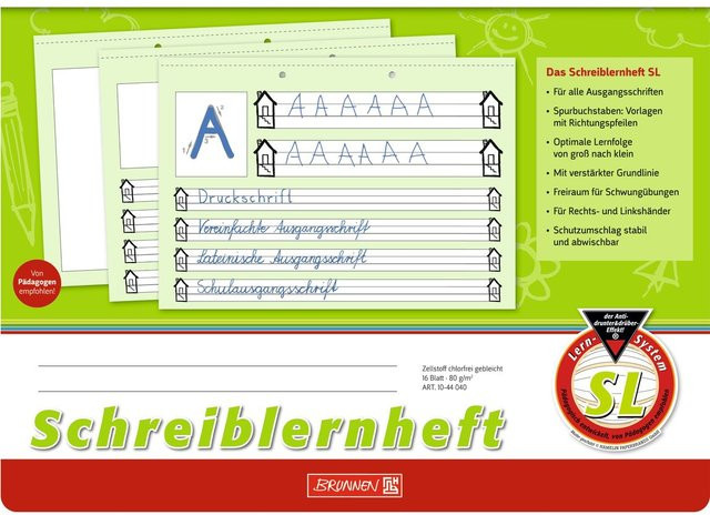 Brunnen Schreiblernheft Lineatur SL Penmanship in Grün, Format A4 - Bild 1
