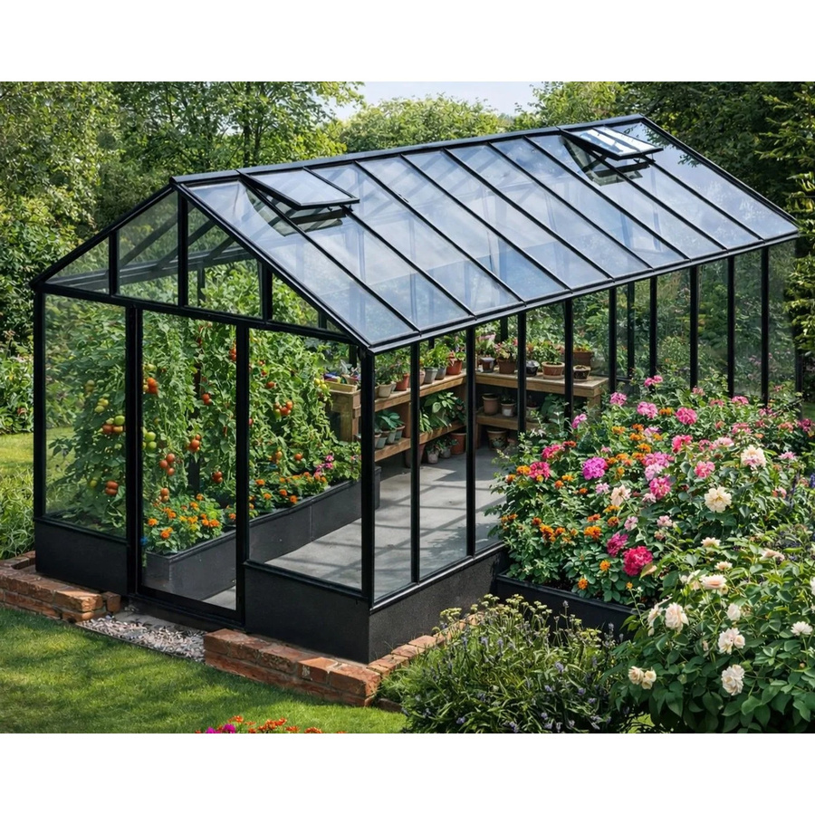 Bloomcabin Wandgewächshaus GHWM14 aus Aluminium und Sicherheitsglas in Schwarz - Bild 2
