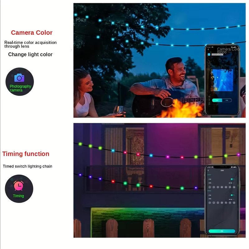 HIMOJO LED-Lichterkette aus Leder mit Fernbedienung, 10m Mehrfarbig, IP65 wetterfest für Indoor und Outdoor, ideal für Weihnachten, Festival und Party - Bild 4