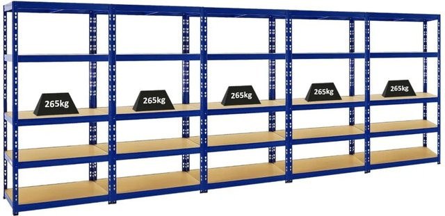 PROREGAL Tiger Schwerlastregal 5-Ebenen Blau, H x B x T: 180 x 90 x 45 cm - Bild 1