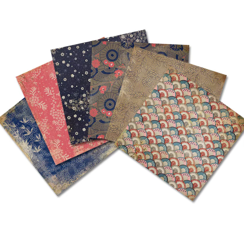 24 Blatt Vintage-Bastelpapier im japanischen Stil, Multicolour, für Origami, Scrapbooking und Kartenherstellung - Bild 2